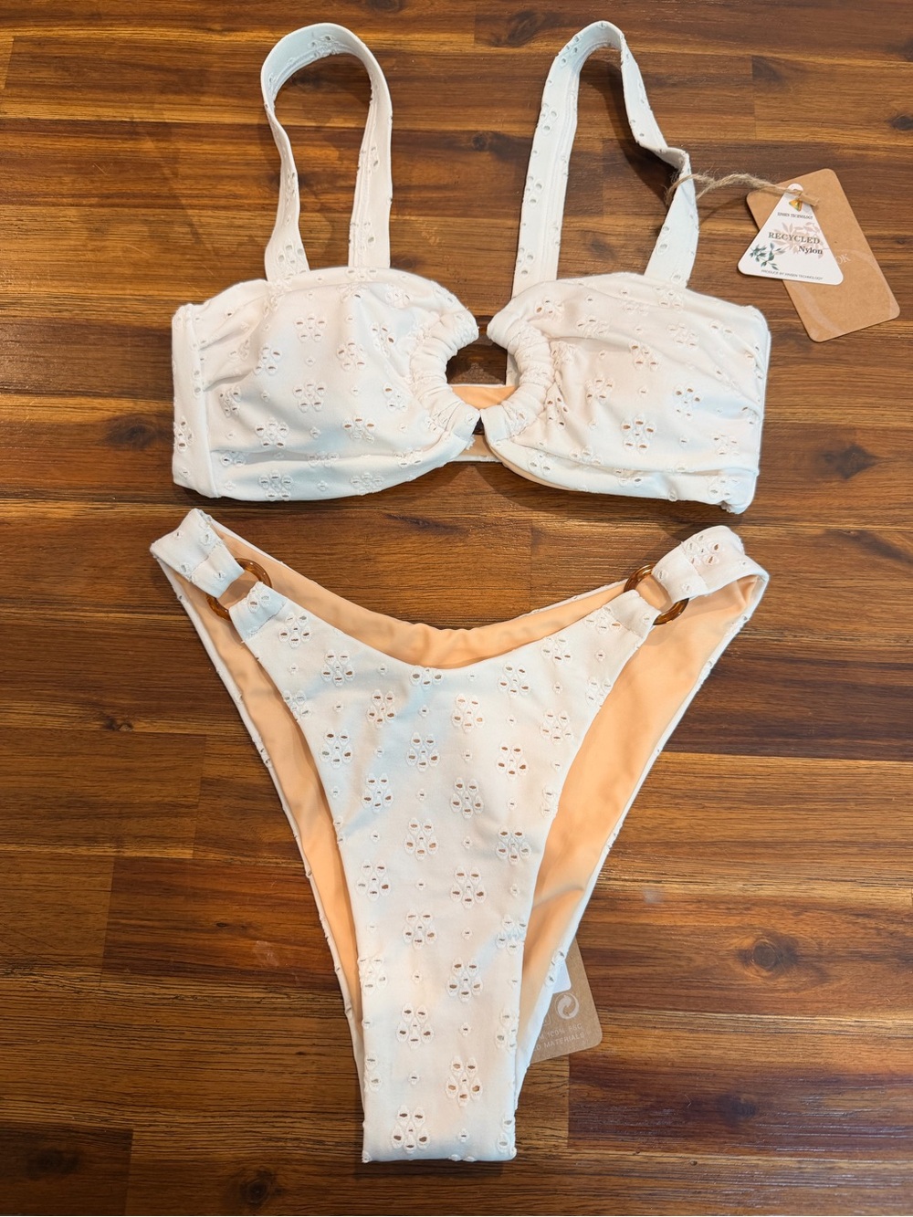 Berlook Cream Eyelet Ring Bikini Set